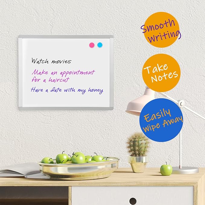 VUSIGN Small Dry Erase Whiteboard, 11 x 14 Inches White Board for Students, Fridge, Locker, Mini Dry Erase Board, Aluminum Frame, 2 Pack
