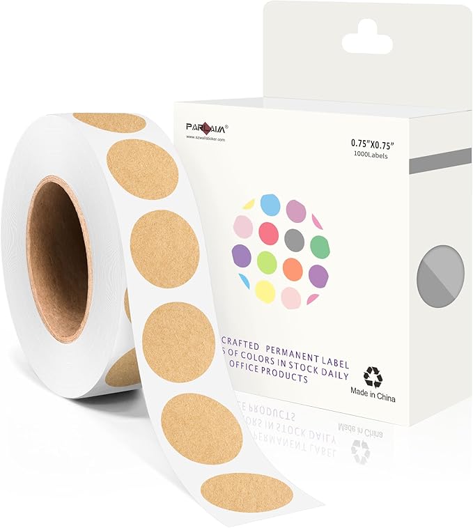PARLAIM 3/4 Inch Roll Color Coding Labels,1000 per Roll Round Permanent Adhesive Color Coding Circle Dot Stickers for Office Home Kraft