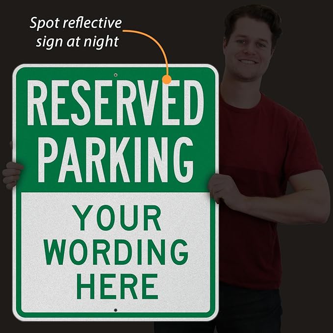 SmartSign 30 x 24 inch Custom “Reserved Parking” Metal Sign - Add Text, 80 mil Aluminum, 3M Laminated Engineer Grade Reflective Material, Green and White, Made in USA
