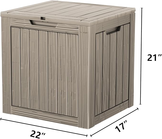 Yardgrace 30 Gallon Waterproof Deck Boxes for Outdoor - Compact Resin Patio Storage Boxes, Pool Storage Bin with Lock for Cushions & Tools, UV-Resistant, Slate Grey