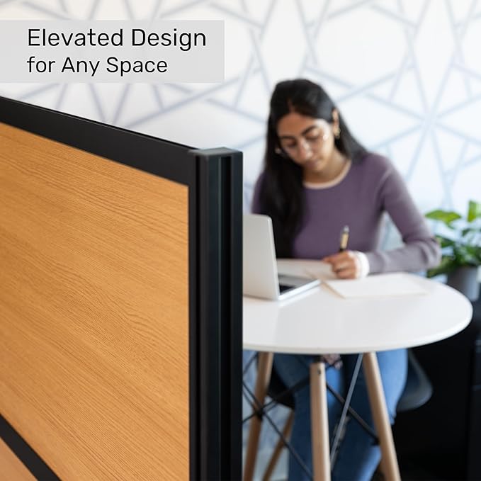 Stand Up Desk Store Beechwood Aesthetic Modular Walls | 70" W x 48" H Modular Room Dividers with Natural-Looking Woodgrain Finish for Offices, Classrooms, and More