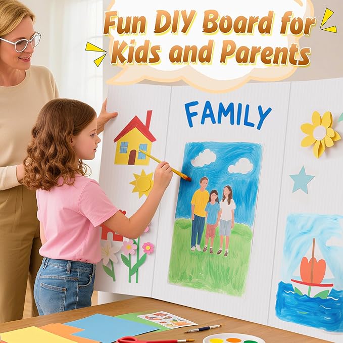 8 PCS Trifold Poster Board- Extra Large 48" x 36" Tri Fold Display Board Hard & Thick White Presentation Cardboard for Science Fair, School Projects, and Business Presentations Supply