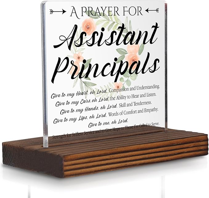 Assistant Principal Prayer Gifts Desk Sign, Inspirational Christian Appreciation Gift for School Leaders, Decorative Office Plaque for Vice Principal Recognition PA111