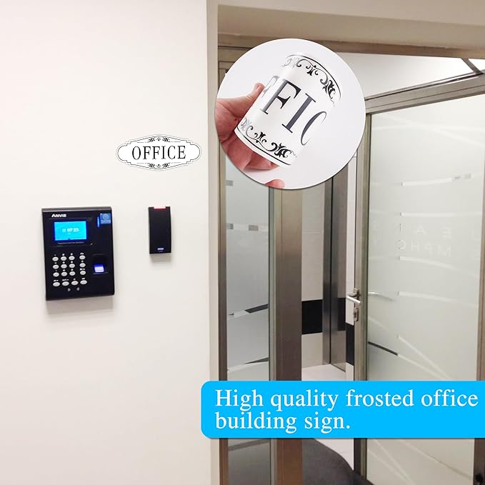 The Office Door Sign for Home and Business，Self-Adhesive Waterproof and Fade-Resistant Modern Office Sign Sticker for House，Business，Door, Window Decor（White）