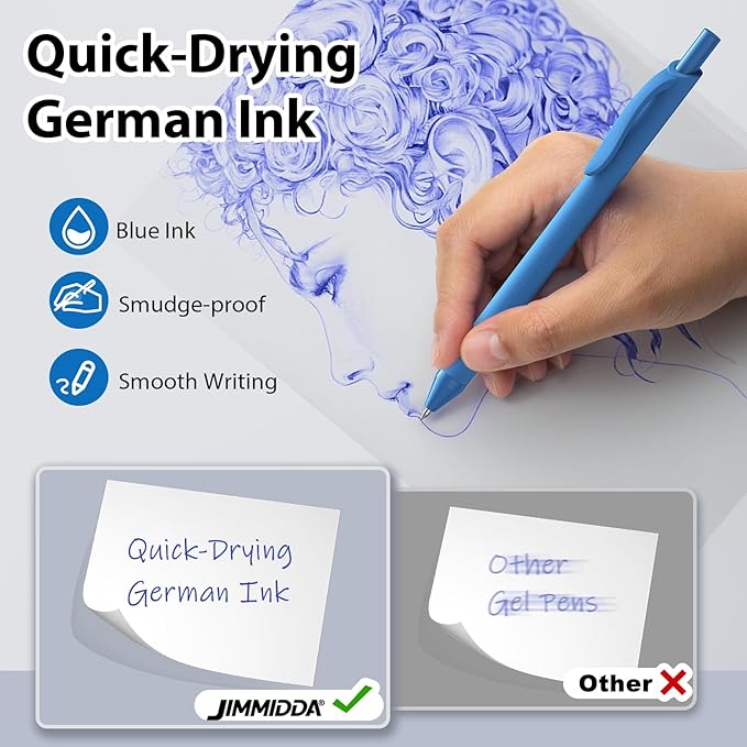 JIMMIDDA 52 Pcs Pens Bulk - 1.0MM Ballpoint Pens Blue Ink | Medium Point Smooth Writing, No Bleed Retractable Ball Point Pen for Office School (Blue - 52Pcs)