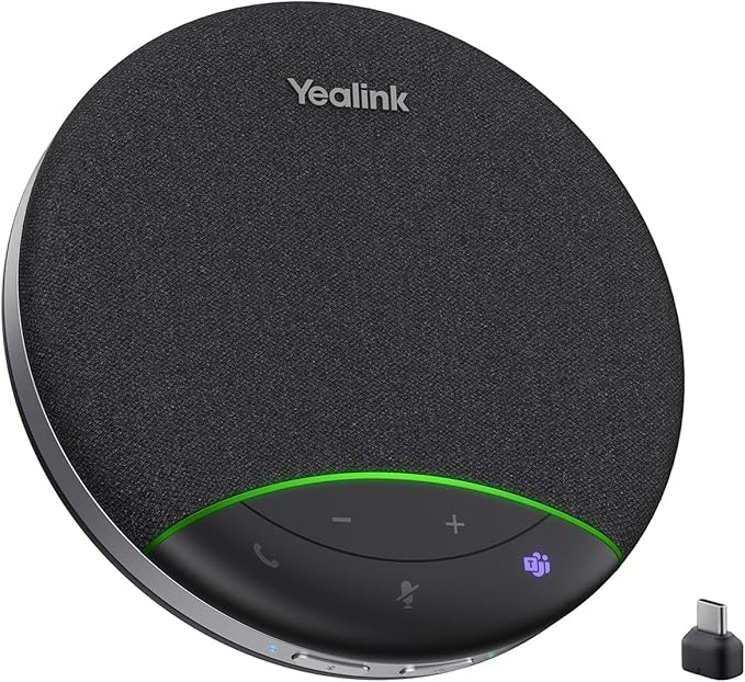 Yealink Sp92 Conference Speaker and Microphone with Bluetooth Dongle, Teams Certified, Noise Reduction, 20H Call Time USB Speakerphone for 4-6 People Meeting Room