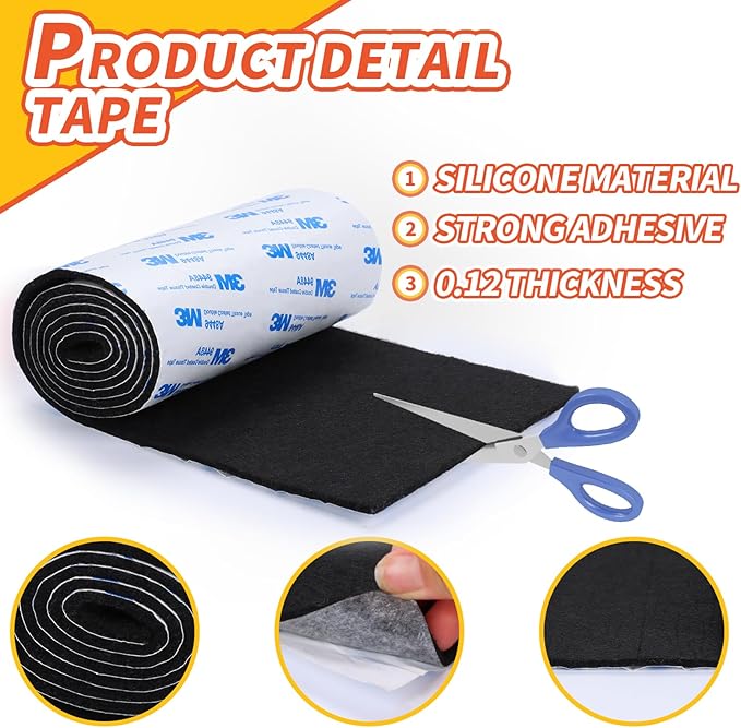 VOCOMO Felt Furniture Pads, Heavy Duty Felts Strip Roll with Adhesive Backing Felt Pads Furniture Feet Cuttable Felts Tape for Protecting Hardwood Floors(5 x 120 x 0.12 Inch, Black)