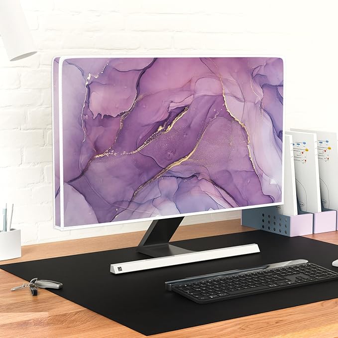 Baocicco Fashion Violet Marble Waterproof TV Dust Cover 65 Inch Anti-Static Dustproof Creative Design TV Screen Cover TV Screen Covers Sleeve Compatible with PC Desktop and TV LED LCD OLED