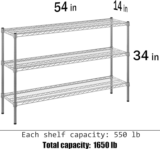Regal Altair 14" Deep x 54" Wide x 34" Height Wire Shelving Kit | 3-Tier | NSF Commercial Storage Rack Unit
