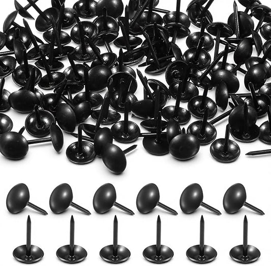 100 Pcs Black Thumb Tacks for Wall, Black Push Pins for Cork Board, Flat Thumb Tacks for Upholstery and Carpet on Wood