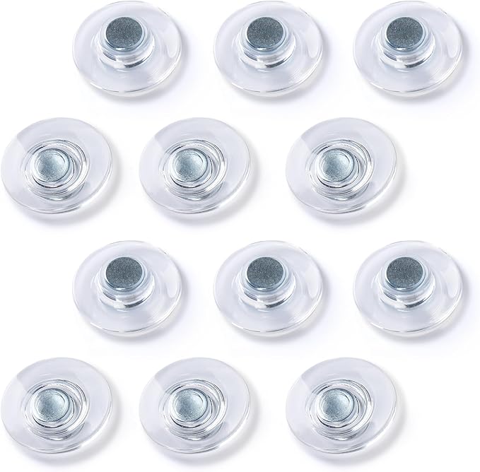 TOWON Rare Earth Magnets Large, Strong Magnets for Glass Whiteboard and Dry Erase Board, 36 Pieces Round Clear