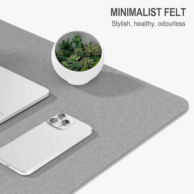 Auhoahsil Felt Desk Mat, Minimalist Large Mouse Pad XXL 35.5 x 15.7 in, Desk Matt for Desktop, Keyboard, Laptop, Computer, Office, Work from Home, Gaming, Light Gray
