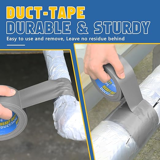 CXYARY 5 Roll Duct Tape Heavy Duty, 2 Inch x 150 Yard, Gray Waterproof Tape Any Weather, No Residue Tape for Strong Repairs, Indoor & Outdoor, Tear by Hand