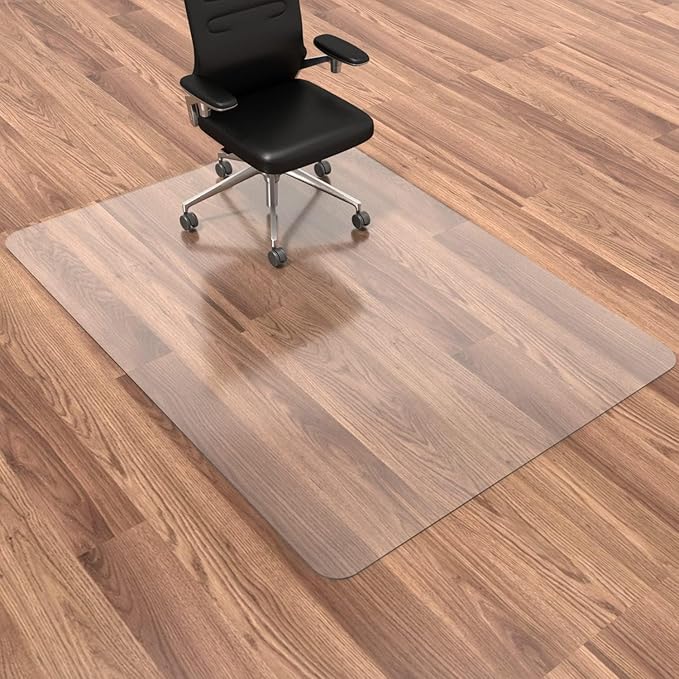 HOMEK Large Office Chair Mat for Hardwood Floor- 46" x 72" Clear Computer Desk Chair Mat for Hard Wood/Tile Floors, Easy Glide Plastic Mat for Under Office Chairs on Hardwood for Work & Home