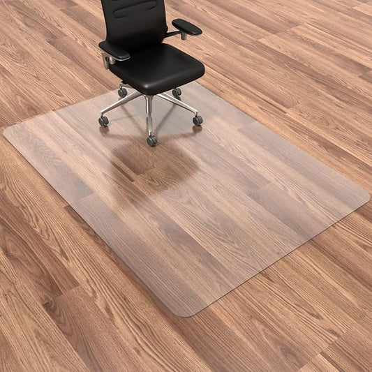 HOMEK Large Office Chair Mat for Hardwood Floor- 46" x 72" Clear Computer Desk Chair Mat for Hard Wood/Tile Floors, Easy Glide Plastic Mat for Under Office Chairs on Hardwood for Work & Home