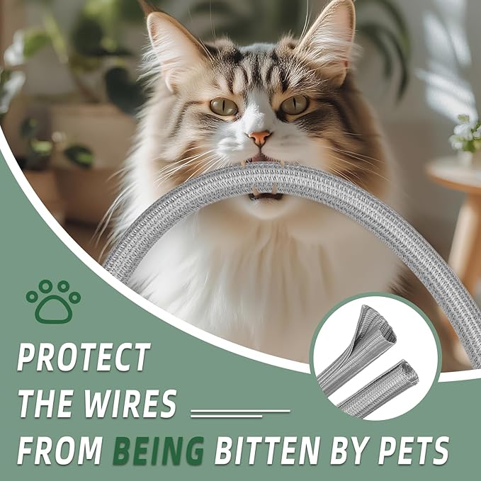 Split Wire Loom Tubing, Cable Protector Sleeve, Braided Cable Management for TV/Computer/Home Theater/Engine Bay, Cord Protectors from Pets No Chew (Grey, 1/2"-25ft)