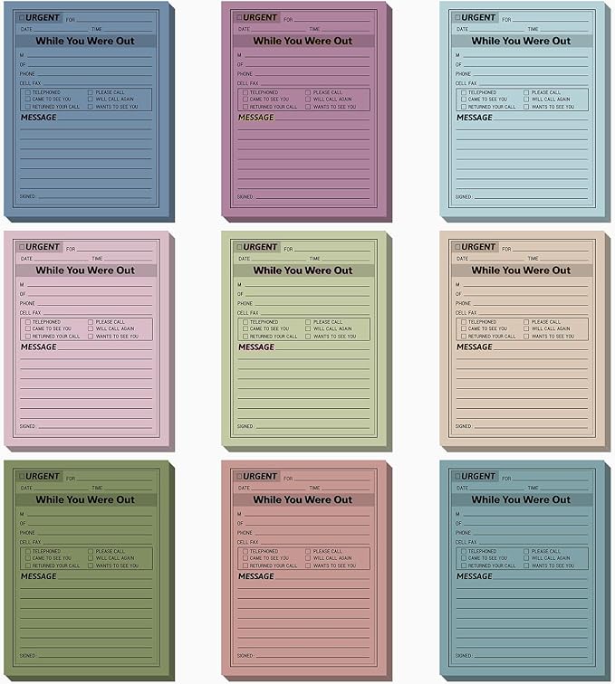 Eaasty 9 Pieces While You were Out Pads 4 x 5 Inches Assorted Colors Sticky Notes Adhesive Message Pads Urgent Notes for Work Call, Office Supplies, 40 Sheets/Pad (Pastel Colors)