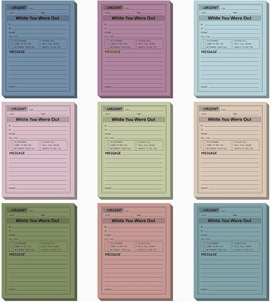 Eaasty 9 Pieces While You were Out Pads 4 x 5 Inches Assorted Colors Sticky Notes Adhesive Message Pads Urgent Notes for Work Call, Office Supplies, 40 Sheets/Pad (Pastel Colors)