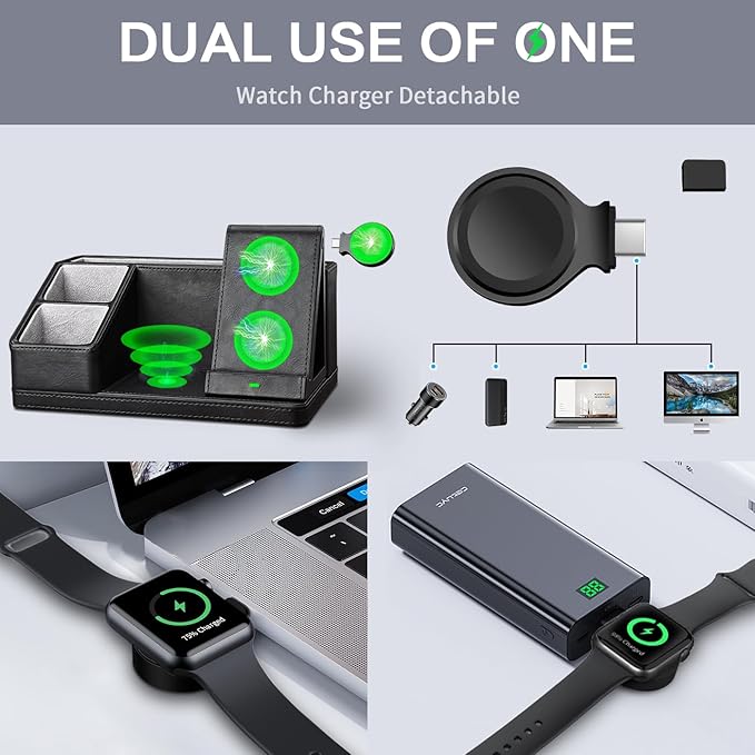 LADSTAG Black Leather Desk Organizer With Charging Station,Office Supplies Desk Accessories,Pen Holder for Desk,Remote Control Holder,Desk Organizer With Phone Charger,Nightstand Desktop Organizer