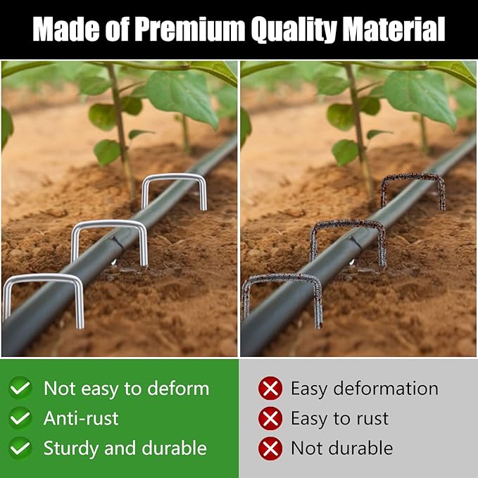 FEED GARDEN 6 Inch 200 Pack Galvanized Landscape Staples 11 Gauge Anti-Rust Garden Stakes Landscaping Fabric SOD Pins Yard Stakes for Christmas Decoration Weed Barrier Fabric