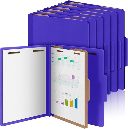 Skyygemm 12 Pcs Classification Folders Letter Size, 1 Divider Pressboard File Folder with Fasteners, Expanding File Organizer Bulk for School Teachers, Office Employee, Coworker, Staff (Purple)