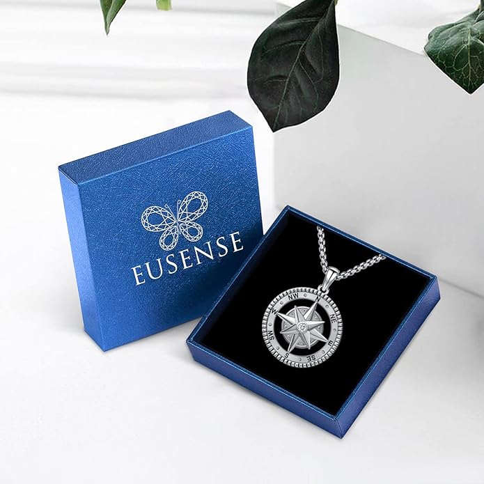 Compass Necklace for Women Men 925 Sterling Silver Pendant Urn Necklaces for Ashes Picture Locket Necklace Anchor Necklace Viking Necklace Crystals CZ Moonstone Abalone Shell Turquoise Compass Jewelry