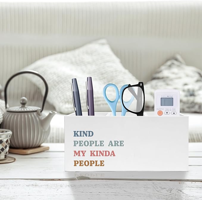 Exqcom Kind People Are My Kinda People Pen Pencil Holder, Teacher Appreciation Gifts, Positive Affirmations Humorous Pencil Pen Holder Organizer for Teacher Office Desk Accessories