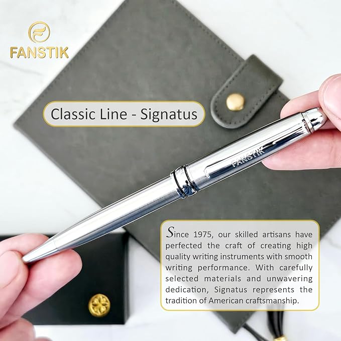 FANSTIK Customized BallPoint pen with name (MADE IN USA), stainless steel, Silver, luxury engraved pen personalized for men and for women. (BallPoint Silver)