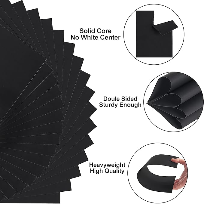 Black Cardstock - 8.5'' x 11'' 92lb Cover Card Stock Heavyweight Paper Perfect for Scrapbooking, Crafts, Business Cards 25 Sheets 250g UAP13BK