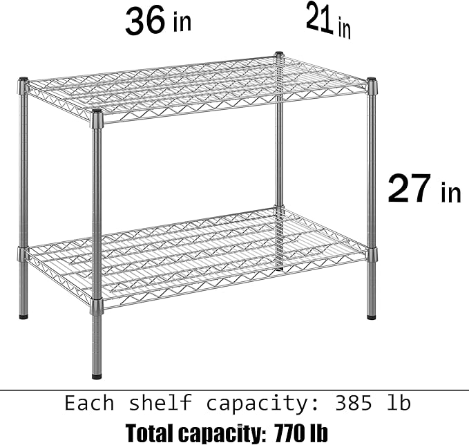 Regal Altair 21" Deep x 36" Wide x 27" Height Wire Shelving Kit | 2-Tier | NSF Commercial Storage Rack Unit