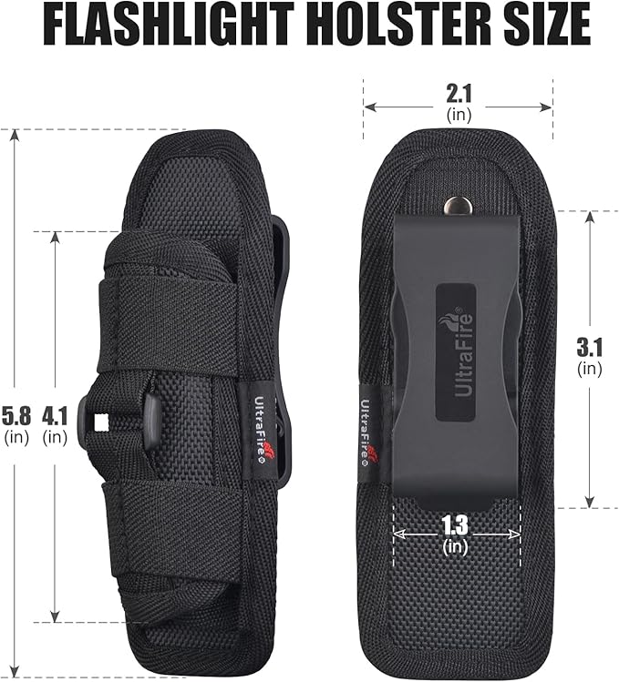 ULTRAFIRE Tactical Flashlight Holster Pouch,360 Degree Adjustable Police Duty Belt Flashlight Pouch,Suitable Law Enforcement Patrol and Military Safety Tactical Gear