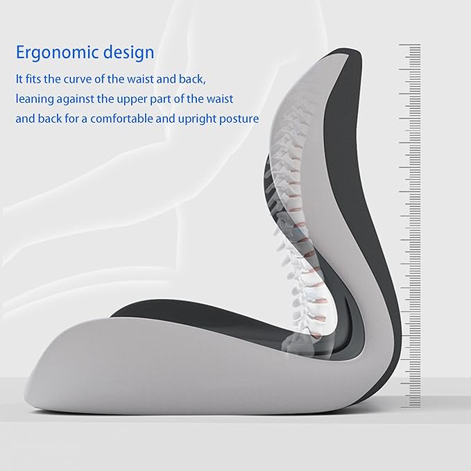 Mogdeker L-Shaped Seat Cushion for Long Sitting,Memory Foam Ergonomic Back Support Driving Seat Cushion for Back Pain,Non-Slip Design for Car, Truck, Home Chair & Office Seat (Black Gray)