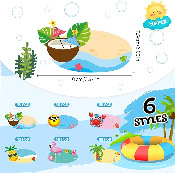 Henoyso 108 Pcs Summer Desk Name Tags for Classroom Hawaaii Beach Classroom Decor Locker Name Tags for Kindergarten, Preschool, 1st, 2nd & 3rd Grade Teacher Nameplates for Student