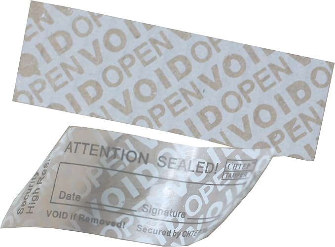 ChtepTamper 100 Pieces Total Transfer Tamper-Evident Stickers Security Labels Great for Goods Shipping,Exchange of Agency Files, Privacy Protection or More(Serial Number 1 * 3.54inches White)