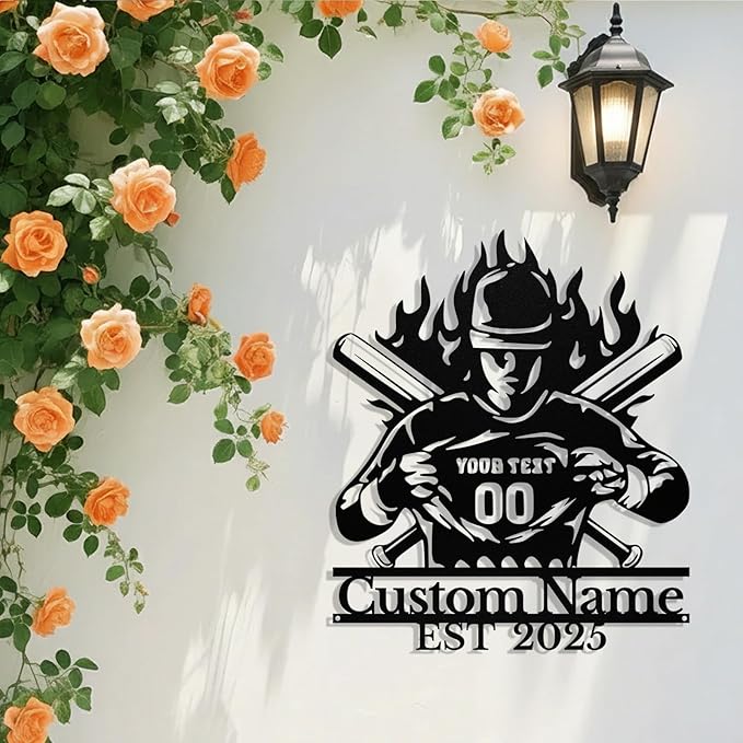 Personalized Baseball Metal Sign Custom Baseball Signs Wall Art, Custom Name Sign for Player, Boys Room Decor, Sports Wall Decor, Gift for Boys, Team, Dad, Man