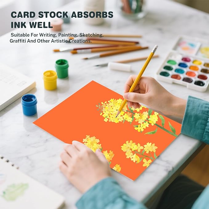 Cardstock 8.5 X 11, 40 Sheets, Pumpkin Orange Card Stock, 75lb/ 200gsm Orange Copy Paper and Printer Paper For Art, Drawing, DIY Cards, Craft, Construction, School & Office Supplies