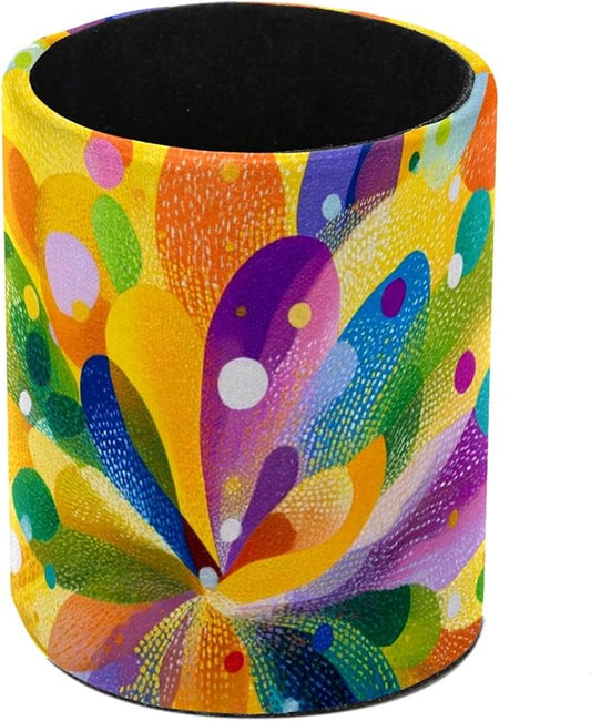 Leather Pen Holder for Desk Colorful Spot Pencil Cup Desktop Organizer Makeup Brush Holders Office Supplies for Home, Kids & School