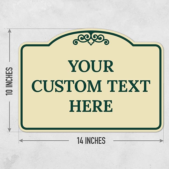 Custom Decorative Sign, Personalized Metal Sign for Business, Driveway, Home, Airbnb, Office Door Plaque, Green Border Sign, 14x10 Inches, ACM, Fade Resistant, Made in USA by Sigo Signs