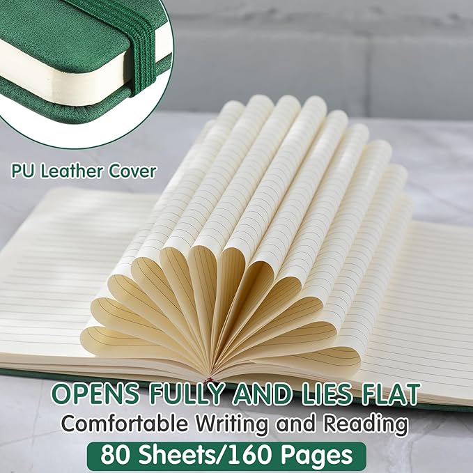 Qeeenar 24 Pack Leather Notebook Journals Bulk 5.7" x 8.3" Harder Cover A5 Journals for Writing Men Women Leather Travel Notebooks Daily Gifts for Office School (Multicolored)