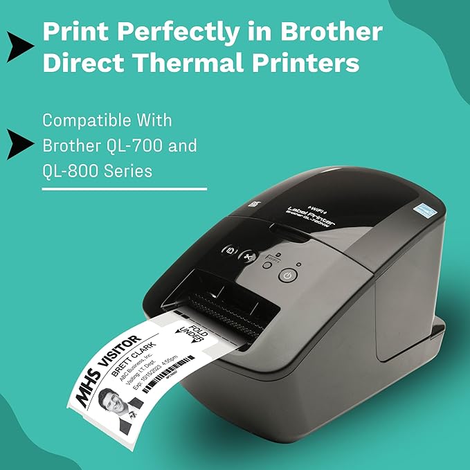 Threshold 3.25-inch Tab Expiring Visitor Badges on a Roll | 1 Roll (250 Badges) Compatible with Brother Direct Thermal Printers | Name Tag Stickers | Office & Secretary Supplies