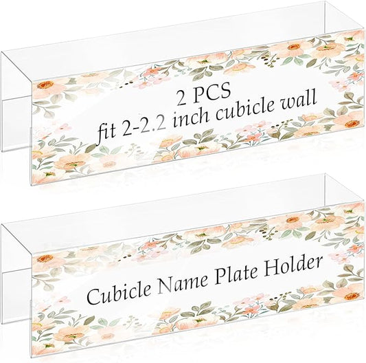 SHIQIKEJIPTY Cubicle Name Plate Sign Holder - Double Sided Nameplates for Walls - 2X8 PET Material Changeable Cubicle Name Plate Holder for School Office (2)