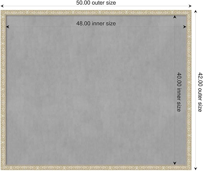 Amanti Art Silver Framed Magnetic Board 42x50 Oversize Vision Board for use with Magnets, 100% Metal Sheet to Display Items as Office Decor or for Home Organization in mudroom, Kitchen or Kids Room