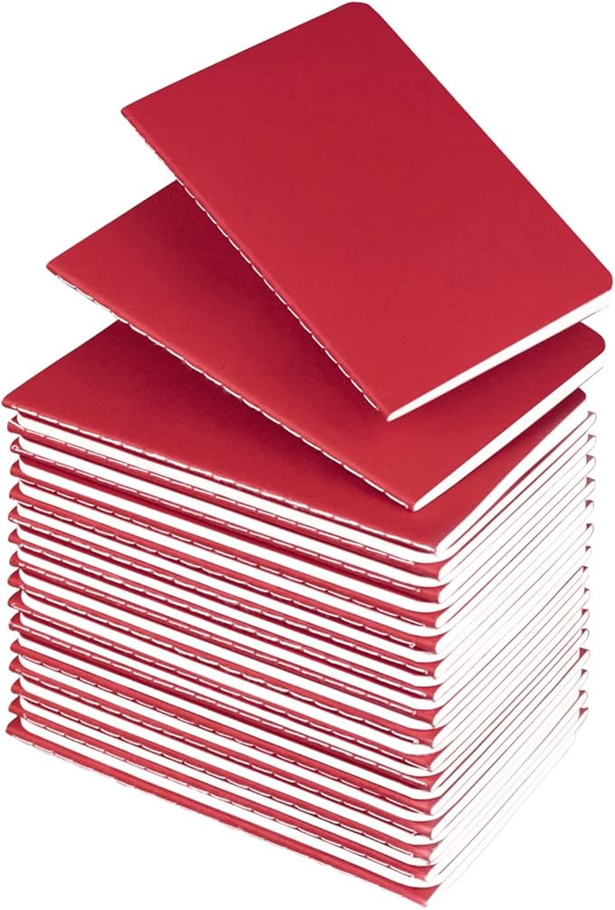Lzerking Small Lined Notepads Bulk 36 Pack Mini Journal Pocket Notebooks Set-Red Cover Notebooks 3.5 x 5.5 Inches, 30 Sheets/60 Pages for Kids, Students, Traveler, School Supplies
