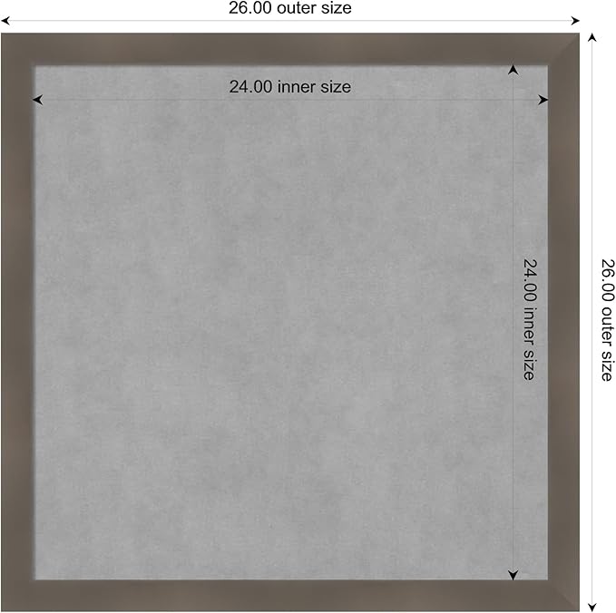 Amanti Art Grey Framed Magnetic Board 26x26 Medium Vision Board for use with Magnets, 100% Metal Sheet to Display Items as Office Decor or for Home Organization in mudroom, Kitchen or Kids Room