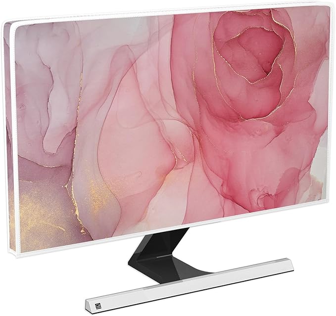 Baocicco Abstract Waterproof Television Cover with Pink Marble Design 58, 59, 60 Inch Full Body Cover for TV Screen Weatherproof Dust-Proof TV Screen Covers Sleeve Compatible with LED OLED Desktop