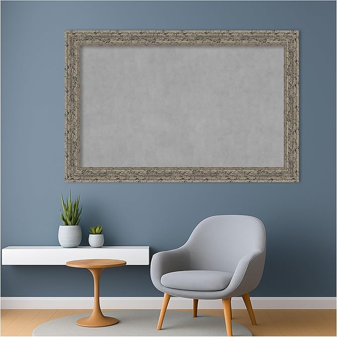 Amanti Art Silver Framed Magnetic Board 29x45 Large Vision Board for use with Magnets, 100% Metal Sheet to Display Items as Office Decor or for Home Organization in mudroom, Kitchen or Kids Room