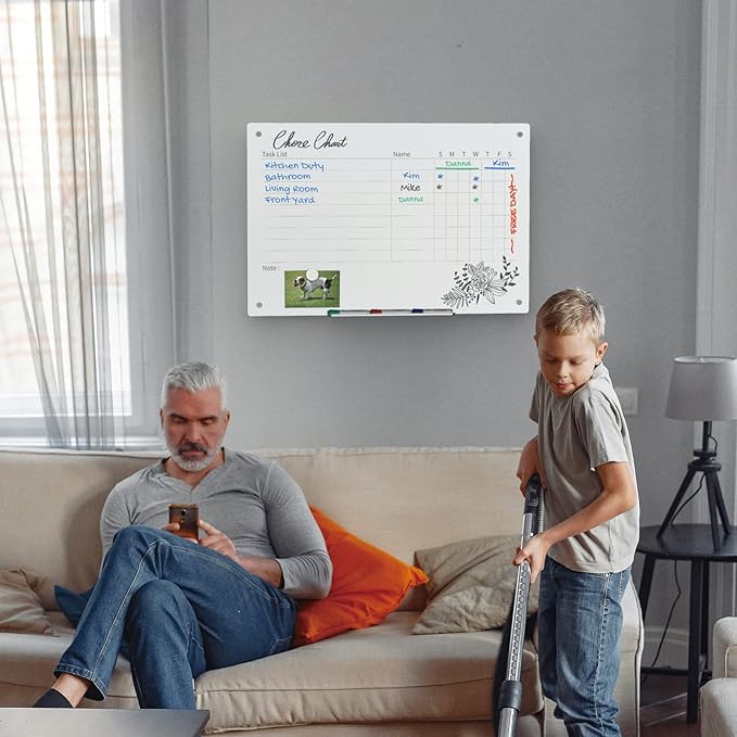 Audio-Visual Direct Magnetic Weekly Planner Dry-Erase Board for Wall - 24" x 36" - (Chore Chart, White)