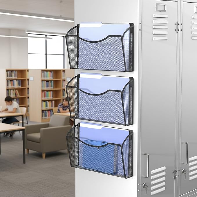 MINDEPOT Magnetic Wall File Organizer,Hanging Wall Mounted File Folder Binder Holder Mail Organizer for Office,Home and School Supplies