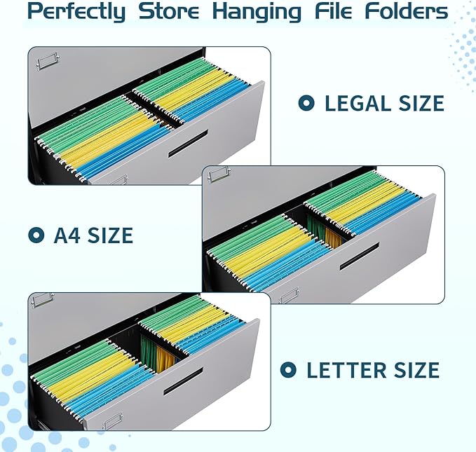 MIIIKO 4 Drawer Lateral Filing Cabinet with Lock, Metal File Cabinet 35.4" Wide, Home Office Locking Filing Cabinets for Legal Letter File Folders…
