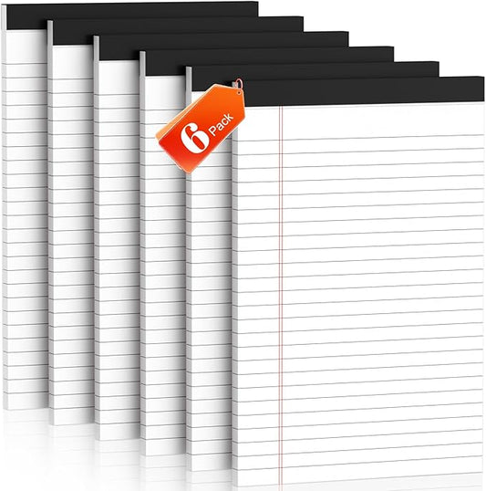 Nichela 5" x 8" Note Pads 6 Pack of Legal Pads 30 Sheets Notepad College Ruled Small Writing Pads Perforated Pages Paper Pads 80GSM Heavyweight Paper Note Pads for Home, Office, or School